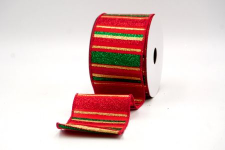 Red/Green/Gold_Sparkling Holiday Stripes Wired Ribbon_KF9091GC-7-7