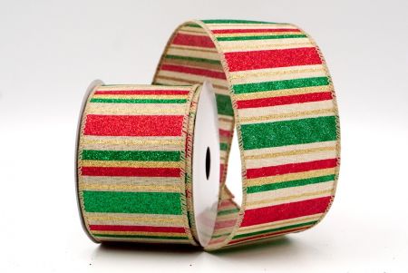 Natural/Red/Green/Gold_Sparkling Holiday Stripes Wired Ribbon_KF9092GC-14-183