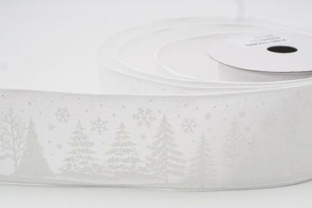 White Christmas Tree & Snowflake Wired Ribbon_KF9096GC-1-1