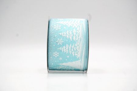 Light Blue Christmas Tree & Snowflake Wired Ribbon_KF9097GC-12-12