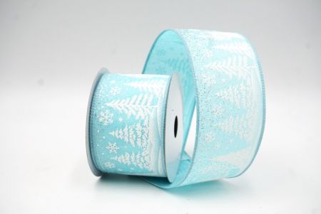 Light Blue Christmas Tree & Snowflake Wired Ribbon_KF9097GC-12-12