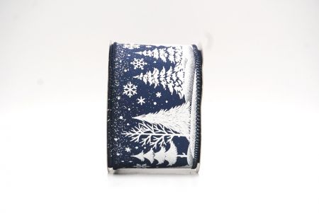 Navy Blue Christmas Tree & Snowflake Wired Ribbon_KF9097GC-4-4