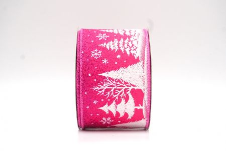 Hot Pink Christmas Tree & Snowflake Wired Ribbon_KF9097GC-40-218