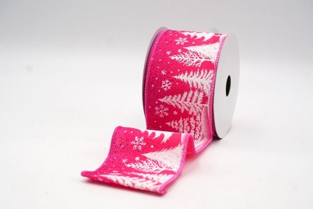 Hot Pink Christmas Tree & Snowflake Wired Ribbon_KF9097GC-40-218