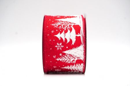 Red Christmas Tree & Snowflake Wired Ribbon_KF9097GC-7R-7