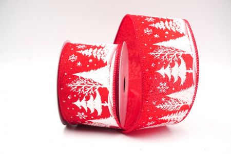 Red Christmas Tree & Snowflake Wired Ribbon_KF9097GC-7R-7