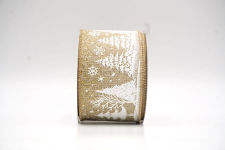 Light Brown Christmas Tree & Snowflake Wired Ribbon_KF9098GC-13-183