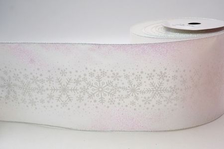 White_Christmas Sparkle Snowflake Wired Ribbon_KF9100GN-1