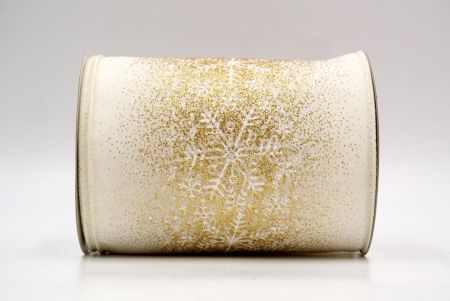 Cream/Gold_Christmas Sparkle Snowflake Wired Ribbon_KF9101GC-2-2