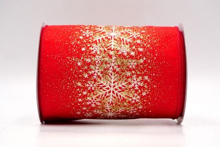 Red/Gold_Christmas Sparkle Snowflake Wired Ribbon_KF9101GC-7G-7