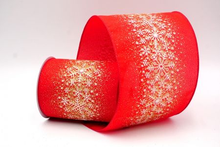 Red/Gold_Christmas Sparkle Snowflake Wired Ribbon_KF9101GC-7G-7