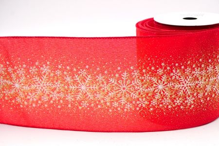 Red/Gold_Christmas Sparkle Snowflake Wired Ribbon_KF9101GC-7G-7