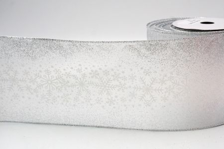 White/Silver_Christmas Sparkle Snowflake Wired Ribbon_KF9102G-1