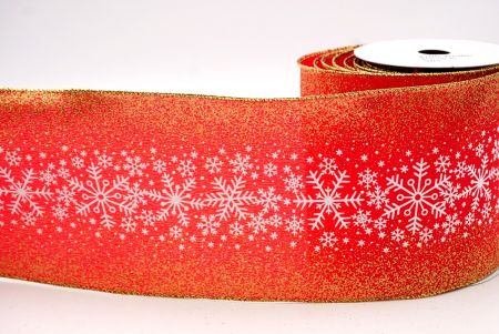 Red/White/Gold_Christmas Sparkle Snowflake Wired Ribbon_KF9102G-7G