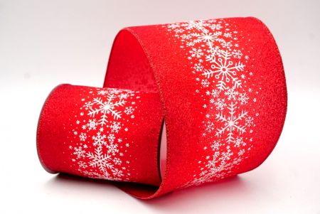 Red/White_Christmas Sparkle Snowflake Wired Ribbon_KF9102GR-7R