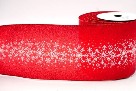 Red/White_Christmas Sparkle Snowflake Wired Ribbon_KF9102GR-7R