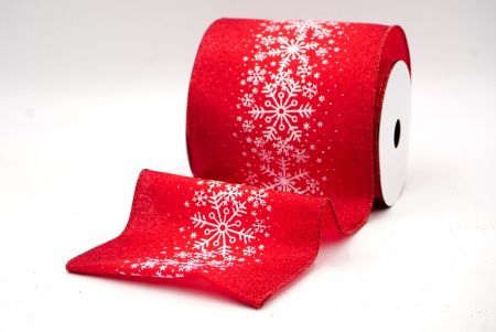 Red/White_Christmas Sparkle Snowflake Wired Ribbon_KF9102GR-7R