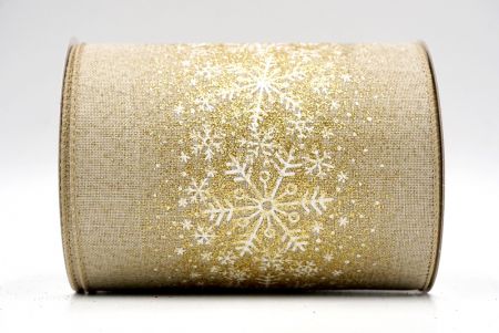 Khaki_Christmas Sparkle Snowflake Wired Ribbon_KF9103GC-13-183