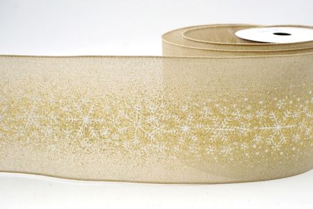 Khaki_Christmas Sparkle Snowflake Wired Ribbon_KF9103GC-13-183