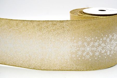 Khaki_Christmas Sparkle Snowflake Wired Ribbon_KF9104G-13