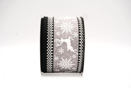 Gray Reindeer and Snowflake Pattern Wired Ribbon_KF9106GC-50-53