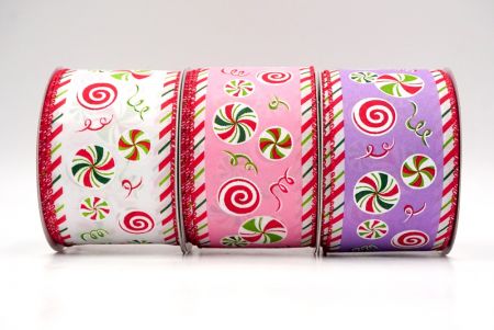 Peppermint Candy Swirl Wired Ribbon - Peppermint Candy Swirl Wired Ribbon