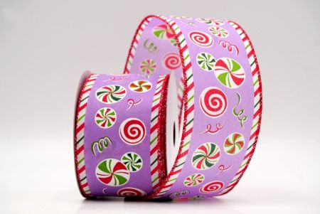 Purple/Red_Peppermint Candy Swirl Wired Ribbon_KF9109GC-11-7