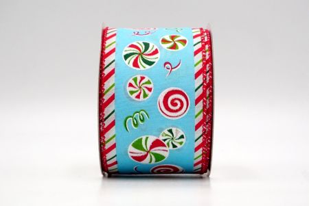 Powder Blue/Red_Peppermint Candy Swirl Wired Ribbon_KF9109GC-12-7