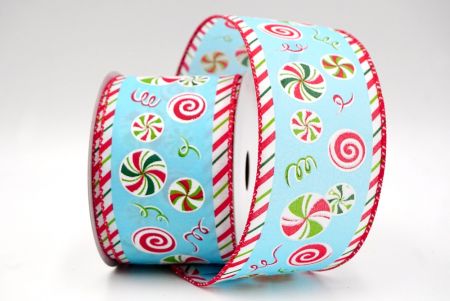 Powder Blue/Red_Peppermint Candy Swirl Wired Ribbon_KF9109GC-12-7