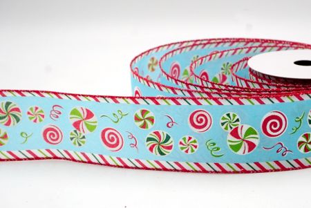 Powder Blue/Red_Peppermint Candy Swirl Wired Ribbon_KF9109GC-12-7