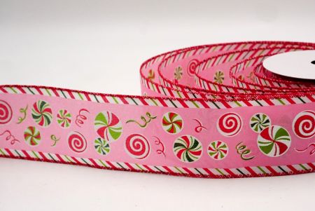 Pink/Red_Peppermint Candy Swirl Wired Ribbon_KF9109GC-5-7