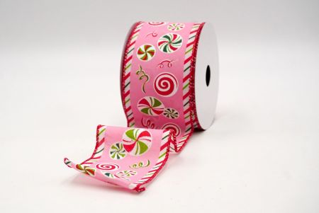 Pink/Red_Peppermint Candy Swirl Wired Ribbon_KF9109GC-5-7