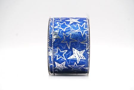 Royal Blue Metallic star Wired Ribbon_KF9114G-4