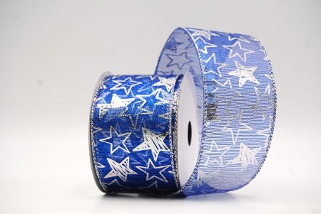 Royal Blue Metallic star Wired Ribbon_KF9114G-4