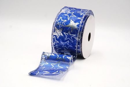 Royal Blue Metallic star Wired Ribbon_KF9114G-4