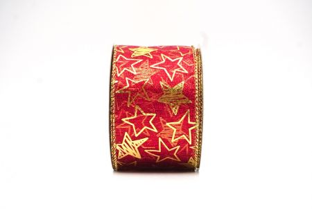 Red Metallic star Wired Ribbon_KF9114G-7