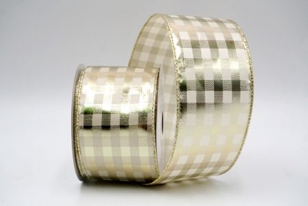 Nastro di Gingham Glitterato Crema/Oro Chiaro_KF9115GV-2