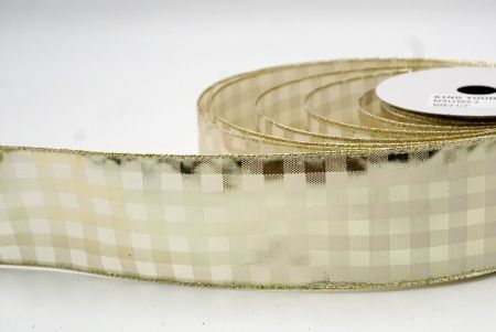 Nastro di Gingham Glitterato Crema/Oro Chiaro_KF9115GV-2