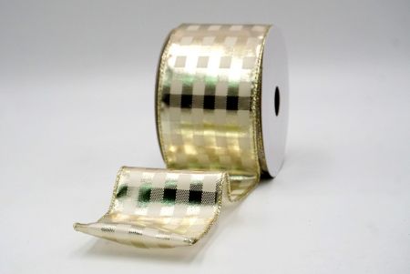 Nastro di Gingham Glitterato Crema/Oro Chiaro_KF9115GV-2