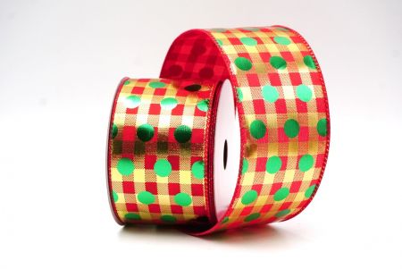 Red Decorative Metallic Polka Dot Wired Ribbon_KF9116GC-7-7