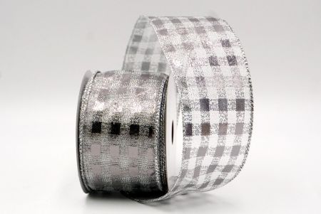 Nastro di Gingham Glitterato Argento_KF9118G-1