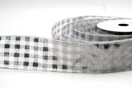 Nastro di Gingham Glitterato Argento_KF9118G-1