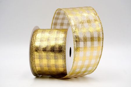 Nastro di Gingham Glitterato Oro_KF9118G-2