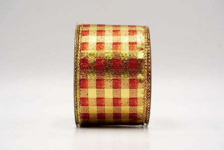 Nastro di Gingham Glitterato Rosso/Oro_KF9118G-7G