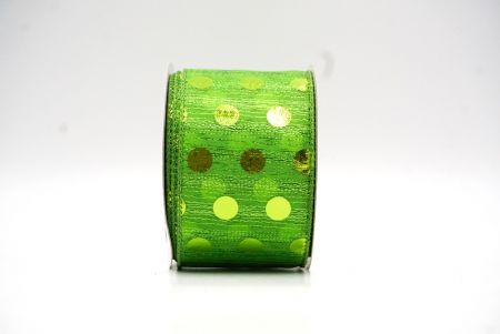 Apple green Decorative Metallic Polka Dot Wired Ribbon_KF9119GC-15-42