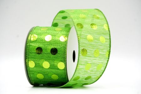 Apple green Decorative Metallic Polka Dot Wired Ribbon_KF9119GC-15-42