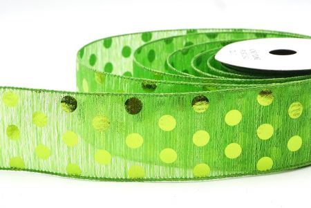 Apple green Decorative Metallic Polka Dot Wired Ribbon_KF9119GC-15-42