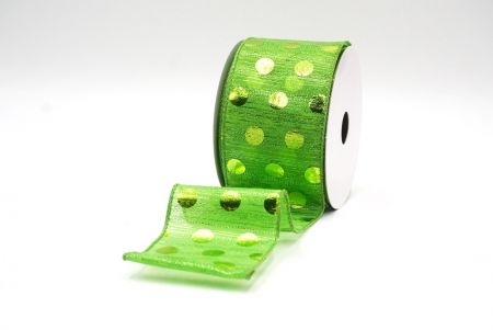 Apple green Decorative Metallic Polka Dot Wired Ribbon_KF9119GC-15-42