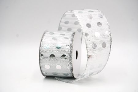 White - Silver Decorative Metallic Polka Dot Wired Ribbon_KF9119GC-1