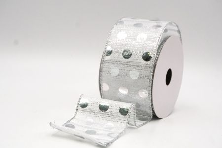 White - Silver Decorative Metallic Polka Dot Wired Ribbon_KF9119GC-1